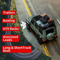Heavy Duty Cargo Net for Pickup Truck Bed – Stretches from 5′ X 7′ to 15′ X 21′