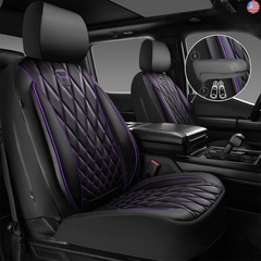 CAR PASS Piping Luxury Faux Leather Two Front Car Seat Covers, Waterproof Anti