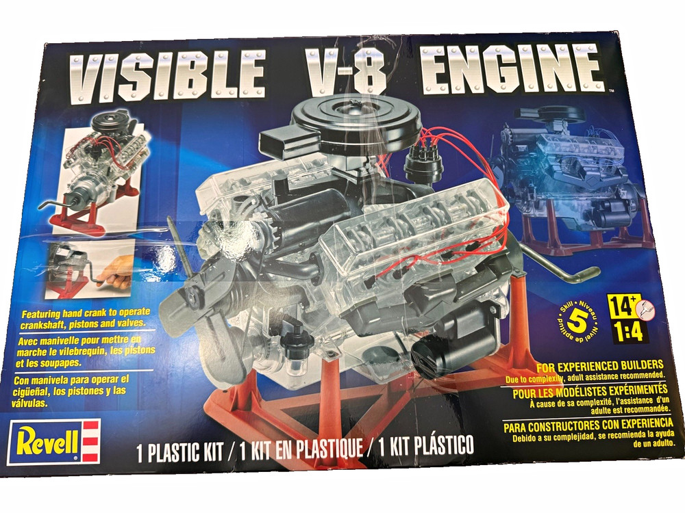 Revell 1:4 Visible V-8 Engine Model Kit Partially Assembled – Mostly Sealed