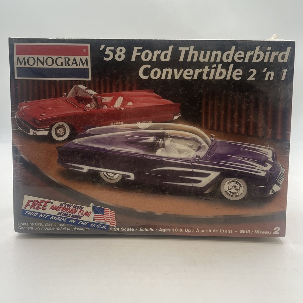 Model Kit Car Monogram 58’ Ford Thunderbird Convertible 2 ‘n 1 85-2385