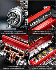 4-Cylinder Engine Model Kit for Adults, 918PCS Mini Working Model | with Moving