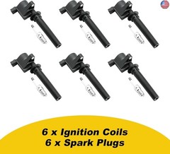 Set of 6 DG513 Ignition Coils & SP493 Spark Plugs – Compatible with Ford