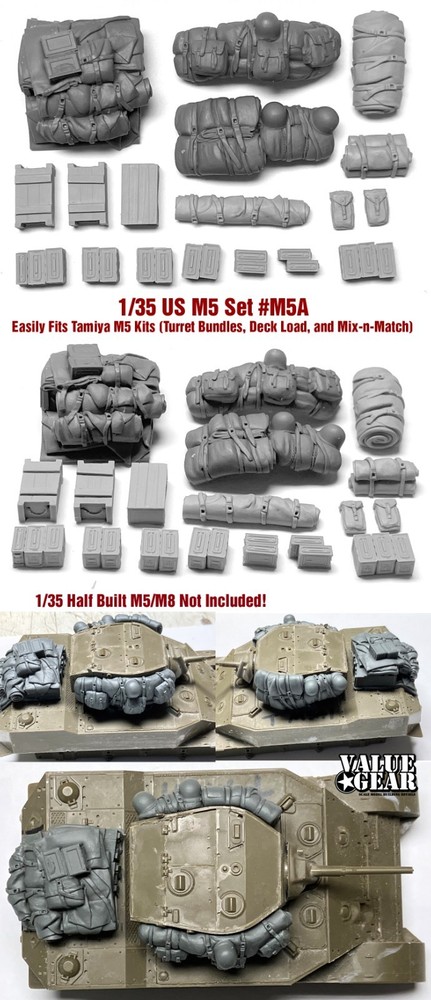 1/35 Scale US Army M5 Stuart Stowage Set Fits Tamiya Kits – Value Gear – Resin
