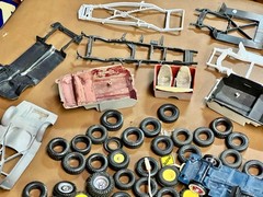 VINTAGE JUNKYARD LOT MODEL CAR TIRES WHEELS RAT ROD CAR PARTS PROJECT REPAIR