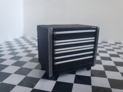 Black Tool Box Workbench Oil Pan Gas Compressor 1/24 1/25 Scale Garage Diorama