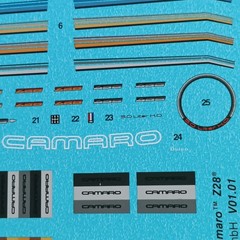 1985 Chevy Camaro Z28 1/24 Waterslide Decal Sheet Revell Interior Stripes Emblem