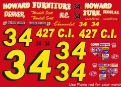 #34 Wendell Scott Howard Furniture 1972 1/24th – 1/25th Scale Decals