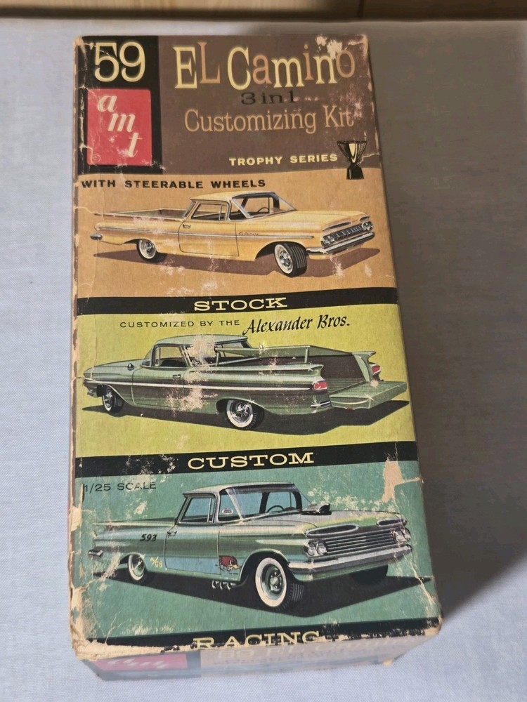 RARE ORG 1/25 AMT ’59 EL CAMINO CUSTOMIZING KIT STEERABLE WHEELS COMPLETE 60s
