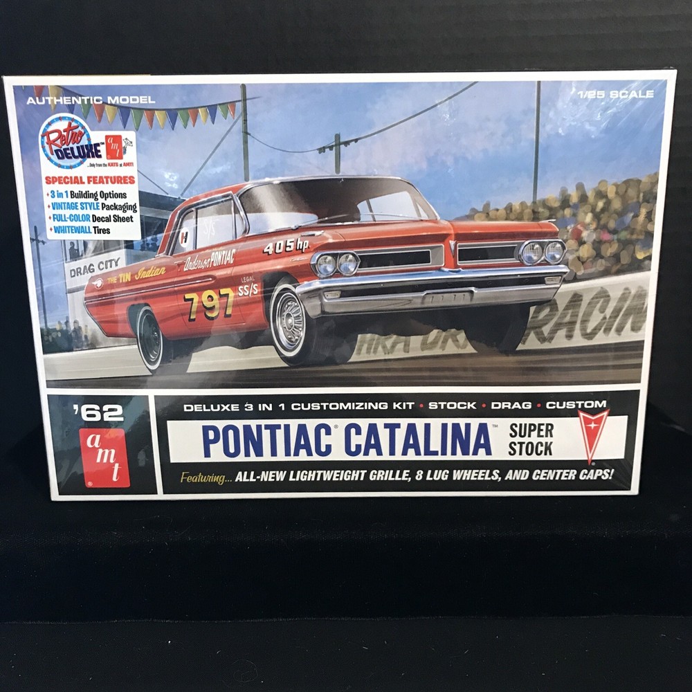 AMT 1392 ‘62 PONTIAC CATALINA SUPER STOCK MODEL KIT-NIB-1/25 SCALE