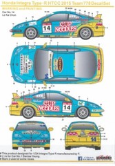 SK Decal 1/24 Honda Integra Type R HTCC 2015 Team 778 Decal for Fujimi JP 10151