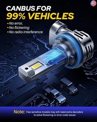 AUTOONE H11 H8 H9 LED Bulbs 40000LM for Car Halogen Fog Light Replacement, 99%