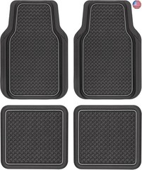 Motor Trend Houndstooth Design Rubber Car Floor Mats for Autos SUV Truck &