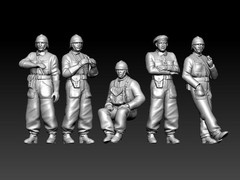 3D Printed 1/72/64/48 WWII Polish Tank Crew 5pc Unpainted Model