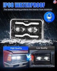 SUPAREE 4PCS 4×6 LED Headlights: DOT Rectangular Truck LED Headlights with