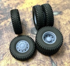 Resin 1/24 Scale: 26-inch “Alcoa Truck” Dually Wheels W/ Commercial Tires