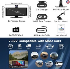 Carplay Screen for Car,10.26″ HD Car Stereo for Apple Carplay & Android