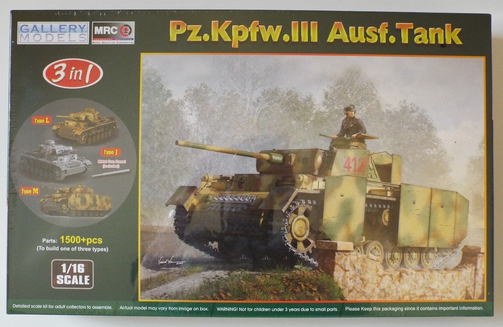 1/16 Pz.Kpfw.III Ausf. J/L/M (3-in-1) Gallery Models #64011 Shrink Wrapped MISB
