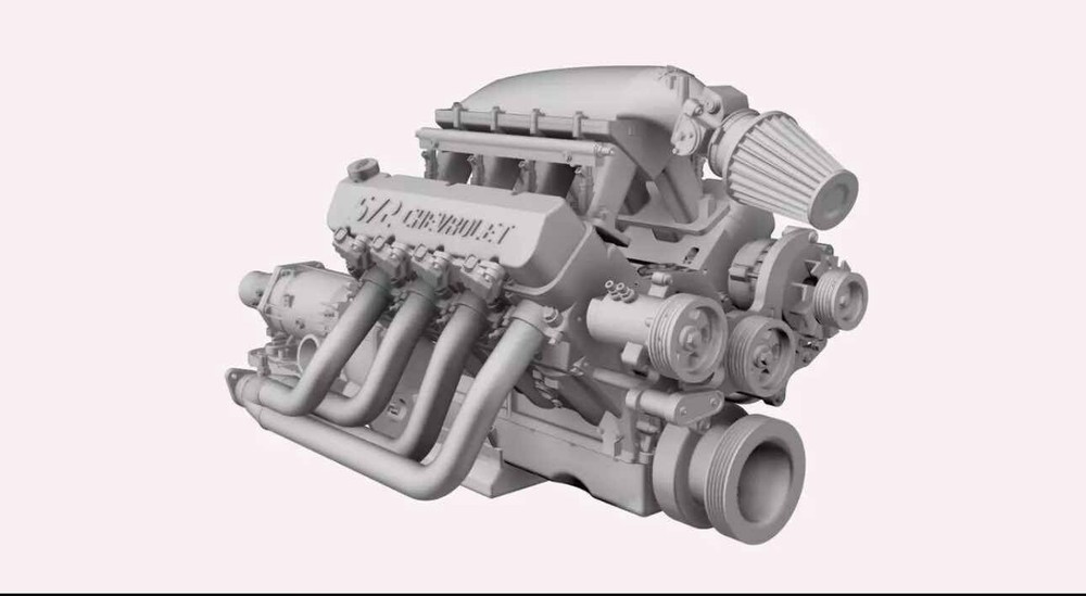 1/25 3D Resin Chevy 572 COPO Engine W/Transmission Scale Model Kit Parts