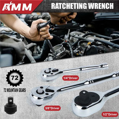 Mechanics Tool Set, 1/4 in, 3/8 in and 1/2 in Drive socket set, 202 Piece