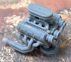 Resin Chevy 632 engine W/ Dual Carbs for scale model cars, 1/24 1/25