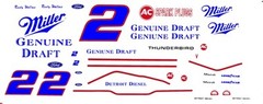 #2 Rusty Wallace Miller Ford 1/24th – 1/25th Scale Waterslide Decals