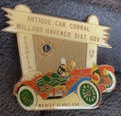 1913 MERCER RACEABOUT TYPE 35 CAR 2.5″ jacket lapel pin LARGE ANTIQUE Lions Club