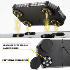 56 LED Amber Rooftop Strobe Beacon Lights Bar W/Controller Magnetic Emergency Tr