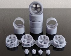 1/24 Scale Resin 20″ American Racing Wheels & Michelin Tires 3d Printed