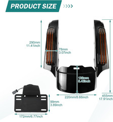 Rear Fender Fascia Extension Fit for Harley Touring Mudguard with LED Turn Signa