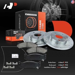 A-Premium 12.00 inch (304.70mm) Front Drilled and Slotted Disc Brake Rotors +