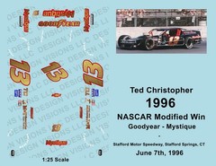 1996 – Ted Christopher #13 – M & T / Goodyear – 1:25 Scale Waterslide Decals