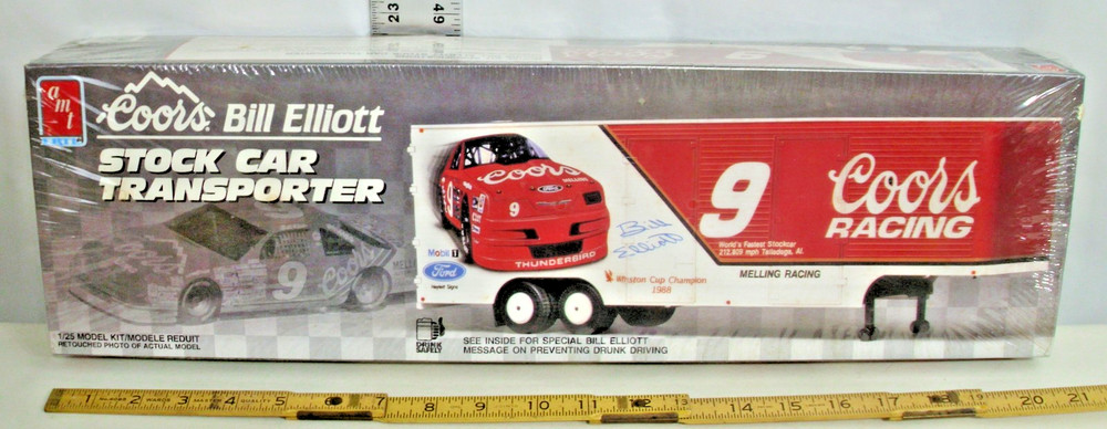 AMT BILL ELLIOT STOCK CAR TRANSPORTER TRAILER MODEL KIT 1:25 BOXED 6019 SEALED