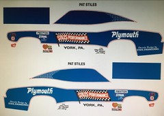 DECALS-Bill Stiles, 71 Duster ProStock. Decal skill required