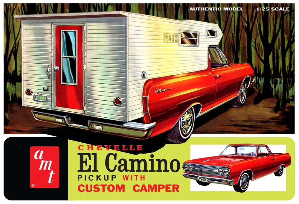 AMT1364 – 1965 Chevy El Camino Pickup With Camper 1/25 Scale Plastic Model Kit