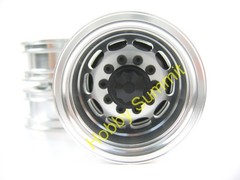 C Set 1/14 R/C 3-Axle 6X4 Tractor Truck ALLOY WHEELS BLACK Rims re Tamiya