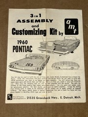 1960’s AMT 1960 Pontiac 3-in-1 Customizable Model Kit Instructions Sheet