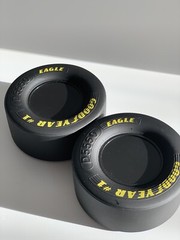 2 X Goodyear Tires NASCAR Racing Slick Race Tire Rubber 3 5/8” X 1.5″ 1:8 Scale