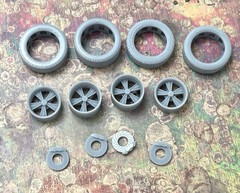 1/24 Scale: 17-inch “Hurst” wheels W/ Wide Rear Tires; Resin 1/25