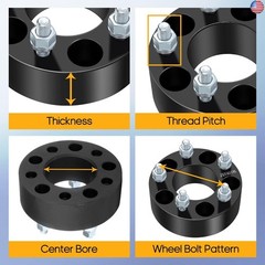 OCPTY 4PCS 5×4.5 to 5×4.5 Wheel Spacers 2″ Wheel Adapters 12×1.5 Studs 73mm