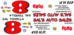 #8 Sal Tovella Auto Sales 1963 Ford 1/64th Scale Nascar Waterslide Decals