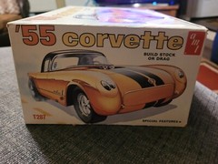 Vintage Original 1/25 Amt ’55 1955 Corvette Model Kit Unbuilt Stock or Drag.