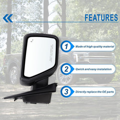 Right Passenger Side Door Mirror Compatible with 2021-2026 Ford F150 with Manual