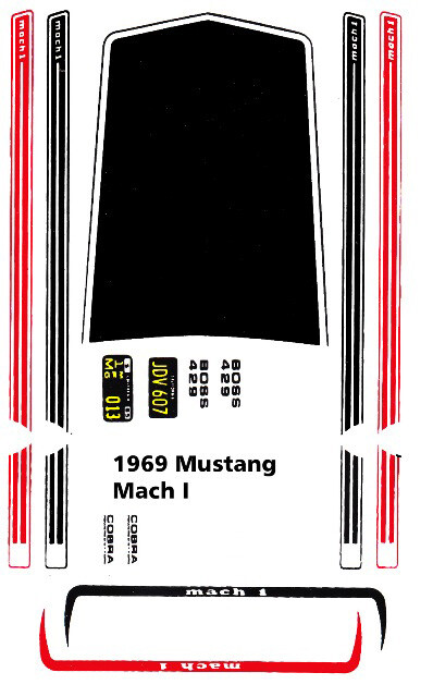 1969 Ford Mustang MACH I 1/18th Scale Waterslide Decals