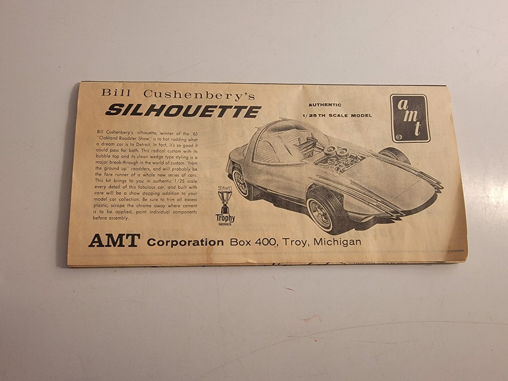 * Vintage / Rare * AMT “Bill Cushenbery’s” Silhouette Instruction Manual