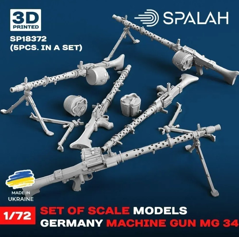 Spalah 18372 Set of scale models “Machine gun MG-34”, (5 pcs.) Resin model 1/72