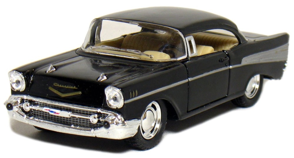 KiNSMART 1957 Chevy Bel Air Coupe Black, 1:40 Scale, Die Cast 5 inches, Black