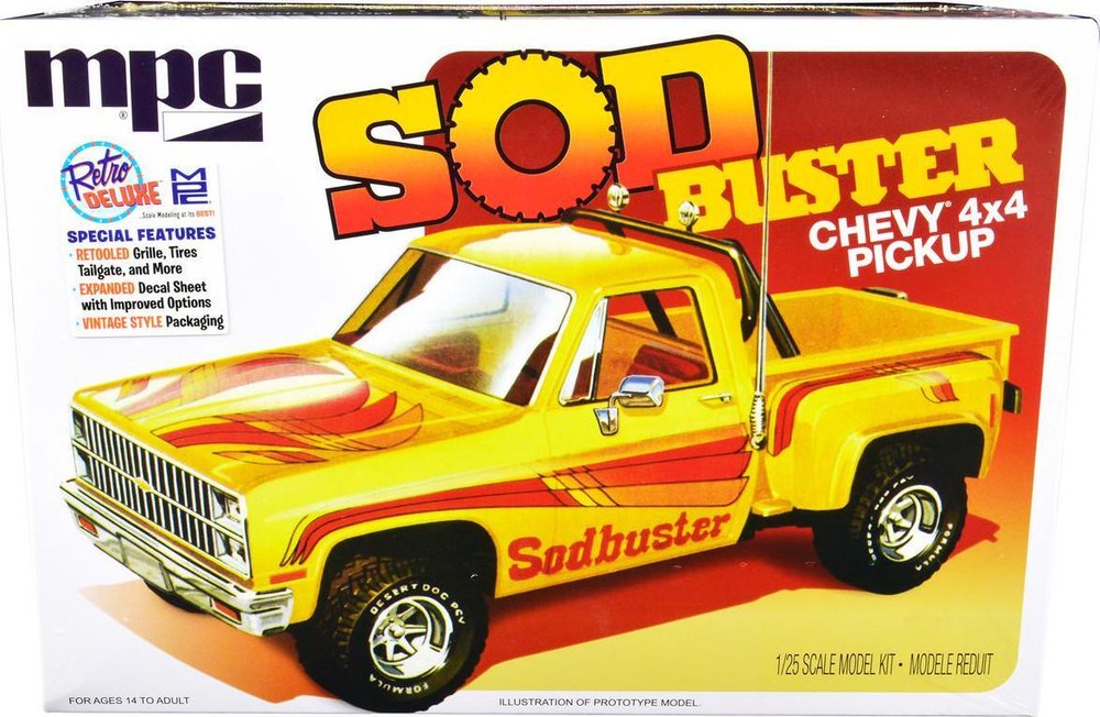 Skill 2 Model Kit 1981 Chevrolet 4×4 Stepside Pickup Truck Sod Buster 1/25 Scale