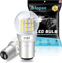 Alopee 2-Pack 1157 LED Bulb White 12V-15V DC BAY15D Bulb 39SMD 3014 Chip