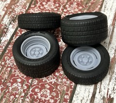 1/24 Scale: 15-inch “Steelies” Resin Wheels W/ Wide Rear Tires