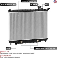 DNA Motoring OEM-RA-2458 Black Full Aluminum Core Radiator Compatible with